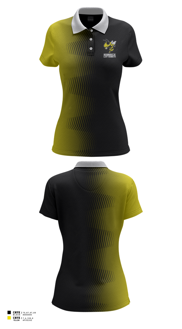 Womens Short Sleeve Performance Polo, Hornbeck Lady Hornets, Softball, Teamtime, Team time, sublimation, custom sports apparel, team uniforms, spirit wear, spiritwear, sports uniforms, custom shirts, team store, custom team store, fundraiser sports, apparel fundraiser