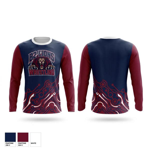Long Sleeve Performance Shirt, B2 lions, Wrestling, Teamtime, Team time, sublimation, custom sports apparel, team uniforms, spirit wear, spiritwear, sports uniforms, custom shirts, team store, custom team store, fundraiser sports, apparel fundraiser