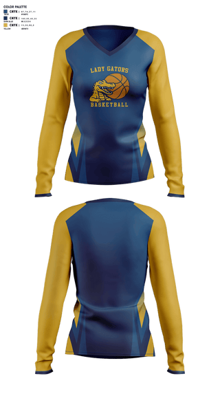 Womens Long Sleeve Vneck Shirt, Lady Gators Basketball, Women's Basketball, Teamtime, Team time, sublimation, custom sports apparel, team uniforms, spirit wear, spiritwear, sports uniforms, custom shirts, team store, custom team store, fundraiser sports, apparel fundraiser