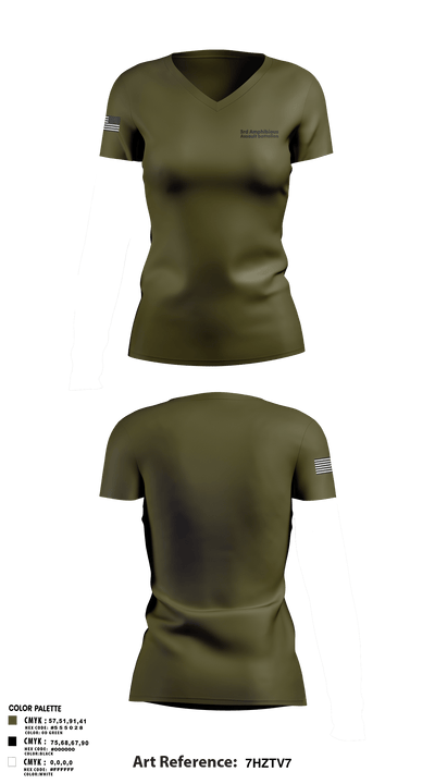3rd Amphibious Assault battalion 14065606 Women's Short Sleeve V-neck Shirt - 1