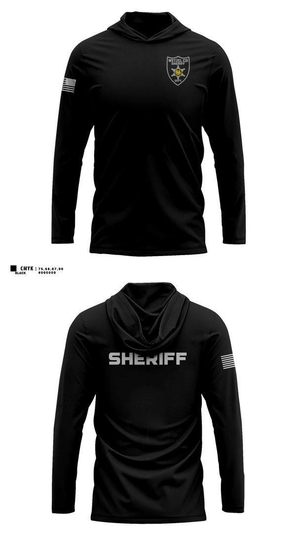Long Sleeve hooded sunshirt, Wetzel County Sheriff, Police, Teamtime, Team time, sublimation, custom sports apparel, team uniforms, spirit wear, spiritwear, sports uniforms, custom shirts, team store, custom team store, fundraiser sports, apparel fundraiser