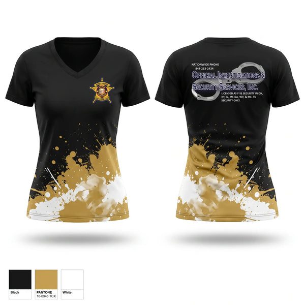 Womens Short Sleeve Vneck Shirt, Official Investigations & Security Services, Inc, , Teamtime, Team time, sublimation, custom sports apparel, team uniforms, spirit wear, spiritwear, sports uniforms, custom shirts, team store, custom team store, fundraiser sports, apparel fundraiser
