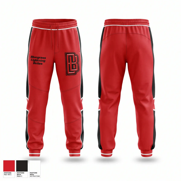 Sweatpants, Bluegrass Lightning Belles, Softball, Teamtime, Team time, sublimation, custom sports apparel, team uniforms, spirit wear, spiritwear, sports uniforms, custom shirts, team store, custom team store, fundraiser sports, apparel fundraiser