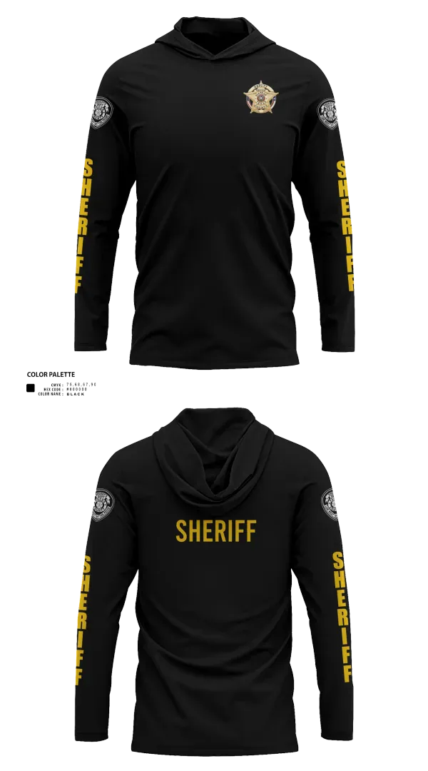 Long Sleeve Performance Shirt with hood, Pecos County Sheriff’s Office, Police, Teamtime, Team time, sublimation, custom sports apparel, team uniforms, spirit wear, spiritwear, sports uniforms, custom shirts, team store, custom team store, fundraiser sports, apparel fundraiser