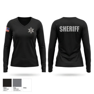 Womens Long Sleeve Vneck Shirt, Hertford County Sheriff’s Office, Police, Teamtime, Team time, sublimation, custom sports apparel, team uniforms, spirit wear, spiritwear, sports uniforms, custom shirts, team store, custom team store, fundraiser sports, apparel fundraiser