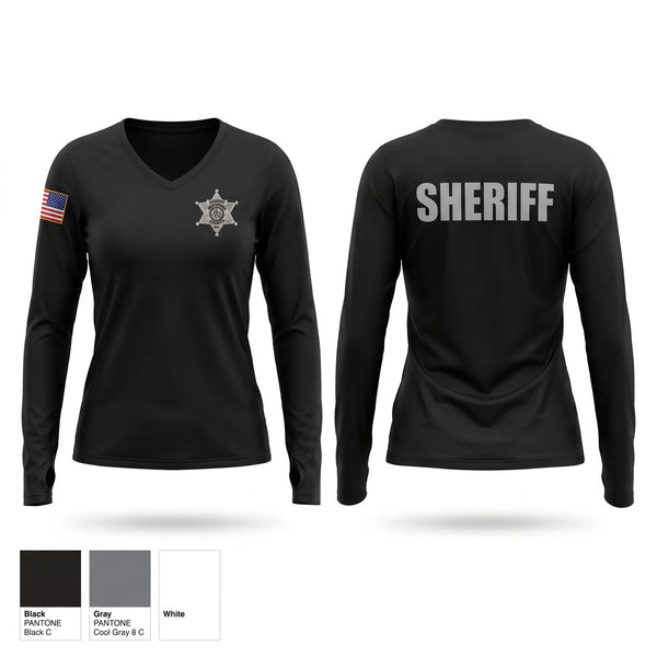 Womens Long Sleeve Vneck Shirt, Hertford County Sheriff’s Office, Police, Teamtime, Team time, sublimation, custom sports apparel, team uniforms, spirit wear, spiritwear, sports uniforms, custom shirts, team store, custom team store, fundraiser sports, apparel fundraiser