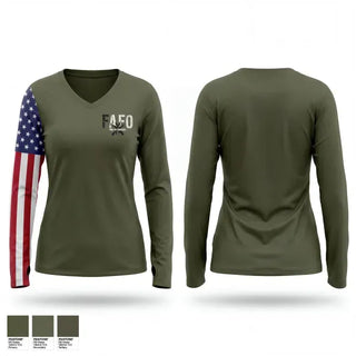 Womens Long Sleeve Vneck Shirt, FAFO, Police, Teamtime, Team time, sublimation, custom sports apparel, team uniforms, spirit wear, spiritwear, sports uniforms, custom shirts, team store, custom team store, fundraiser sports, apparel fundraiser
