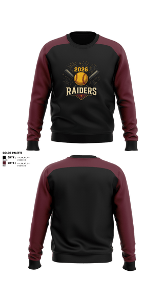 Crew Neck Sweatshirt, Raiders, Softball, Teamtime, Team time, sublimation, custom sports apparel, team uniforms, spirit wear, spiritwear, sports uniforms, custom shirts, team store, custom team store, fundraiser sports, apparel fundraiser