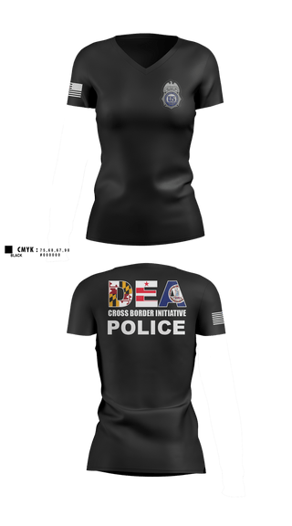 Womens Short Sleeve Vneck Shirt, DEA DC 45, Police, Teamtime, Team time, sublimation, custom sports apparel, team uniforms, spirit wear, spiritwear, sports uniforms, custom shirts, team store, custom team store, fundraiser sports, apparel fundraiser