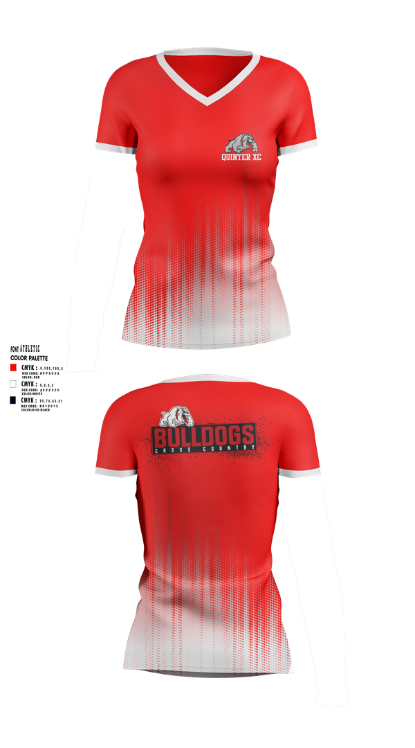 Womens Short Sleeve Vneck Shirt, Quinter XC, Cross Country, Teamtime, Team time, sublimation, custom sports apparel, team uniforms, spirit wear, spiritwear, sports uniforms, custom shirts, team store, custom team store, fundraiser sports, apparel fundraiser