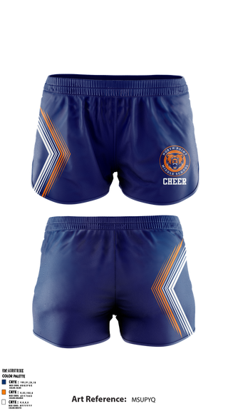 Womens Shorts, North Point Middle School Cheer, Cheer, Teamtime, Team time, sublimation, custom sports apparel, team uniforms, spirit wear, spiritwear, sports uniforms, custom shirts, team store, custom team store, fundraiser sports, apparel fundraiser