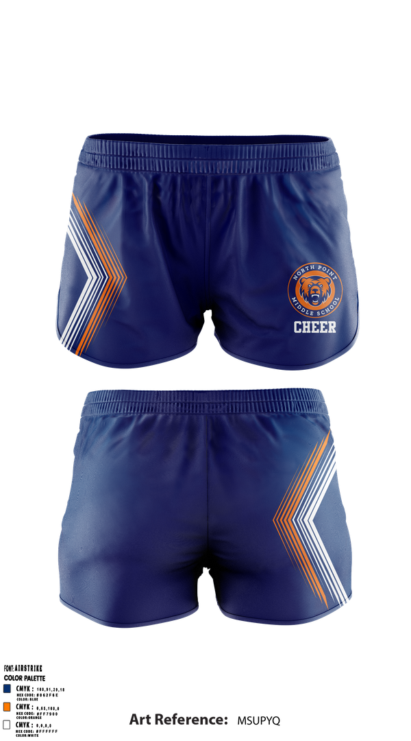 Womens Shorts, North Point Middle School Cheer, Cheer, Teamtime, Team time, sublimation, custom sports apparel, team uniforms, spirit wear, spiritwear, sports uniforms, custom shirts, team store, custom team store, fundraiser sports, apparel fundraiser
