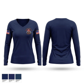 Womens Long Sleeve Vneck Shirt, Forsyth County Technical Rescue, Fire Department, Teamtime, Team time, sublimation, custom sports apparel, team uniforms, spirit wear, spiritwear, sports uniforms, custom shirts, team store, custom team store, fundraiser sports, apparel fundraiser
