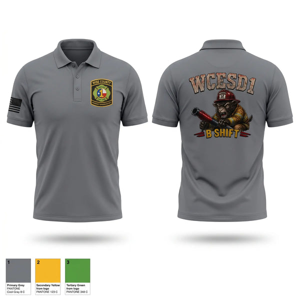 Short Sleeve Performance Polo, WCESD1 B shift, Fire Department, Teamtime, Team time, sublimation, custom sports apparel, team uniforms, spirit wear, spiritwear, sports uniforms, custom shirts, team store, custom team store, fundraiser sports, apparel fundraiser
