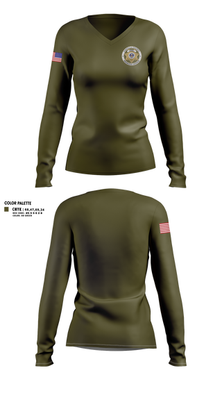 Womens Long Sleeve Vneck Shirt, Costilla County Sheriff's Office, Police, Teamtime, Team time, sublimation, custom sports apparel, team uniforms, spirit wear, spiritwear, sports uniforms, custom shirts, team store, custom team store, fundraiser sports, apparel fundraiser