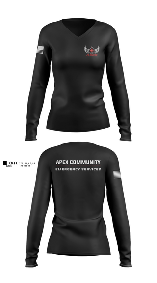 Womens Long Sleeve Vneck Shirt, ACES, EMS/EMT, Teamtime, Team time, sublimation, custom sports apparel, team uniforms, spirit wear, spiritwear, sports uniforms, custom shirts, team store, custom team store, fundraiser sports, apparel fundraiser