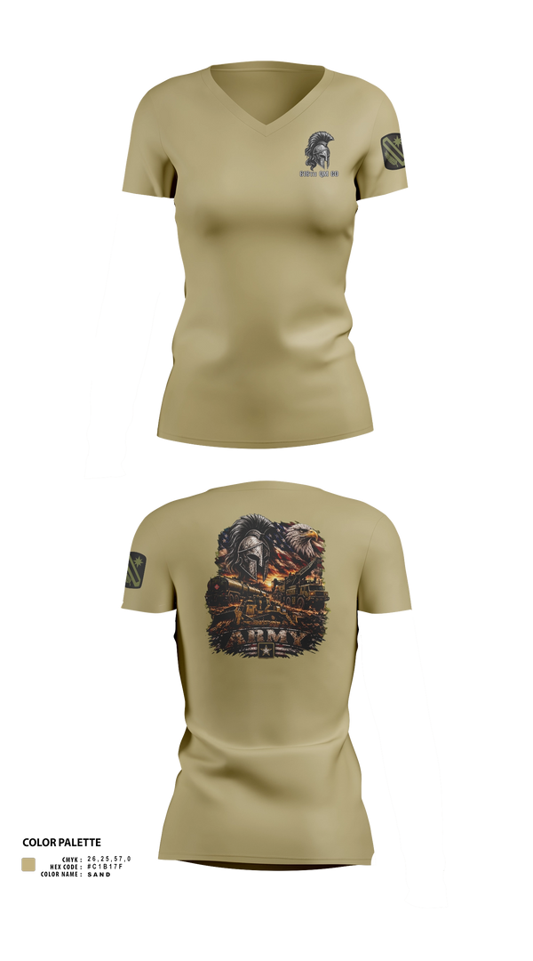 Womens Short Sleeve Vneck Shirt, 616th QM CO, Army, Teamtime, Team time, sublimation, custom sports apparel, team uniforms, spirit wear, spiritwear, sports uniforms, custom shirts, team store, custom team store, fundraiser sports, apparel fundraiser