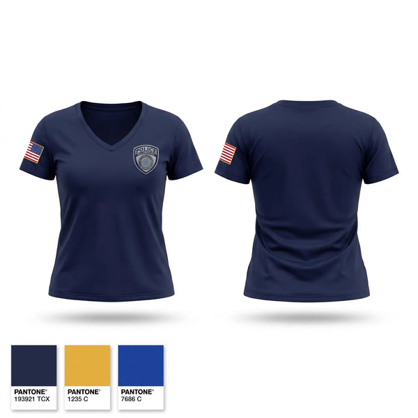 Womens Short Sleeve Vneck Shirt, Williamsburg Police Department, Police, Teamtime, Team time, sublimation, custom sports apparel, team uniforms, spirit wear, spiritwear, sports uniforms, custom shirts, team store, custom team store, fundraiser sports, apparel fundraiser
