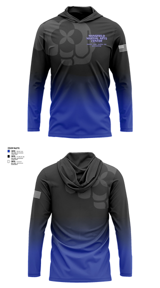 Long Sleeve hooded sunshirt, Mansfield Martial Arts Center, , Teamtime, Team time, sublimation, custom sports apparel, team uniforms, spirit wear, spiritwear, sports uniforms, custom shirts, team store, custom team store, fundraiser sports, apparel fundraiser