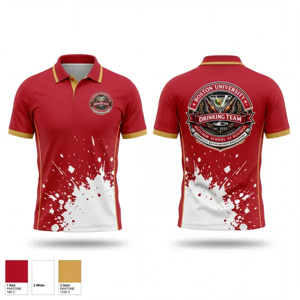 Short Sleeve Performance Polo, BU Questrom Drinking Team, , Teamtime, Team time, sublimation, custom sports apparel, team uniforms, spirit wear, spiritwear, sports uniforms, custom shirts, team store, custom team store, fundraiser sports, apparel fundraiser