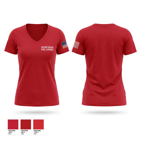 Womens Short Sleeve Vneck Shirt, Spring Brook Fire Company, Fire Department, Teamtime, Team time, sublimation, custom sports apparel, team uniforms, spirit wear, spiritwear, sports uniforms, custom shirts, team store, custom team store, fundraiser sports, apparel fundraiser