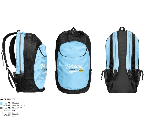 Gear Bag, Velocity, Softball, Teamtime, Team time, sublimation, custom sports apparel, team uniforms, spirit wear, spiritwear, sports uniforms, custom shirts, team store, custom team store, fundraiser sports, apparel fundraiser