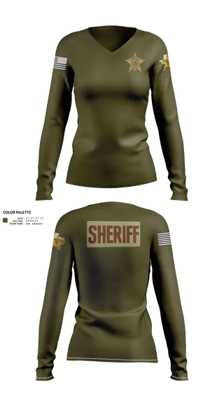 Womens Long Sleeve Vneck Shirt, Hudspeth county sheriff office, , Teamtime, Team time, sublimation, custom sports apparel, team uniforms, spirit wear, spiritwear, sports uniforms, custom shirts, team store, custom team store, fundraiser sports, apparel fundraiser