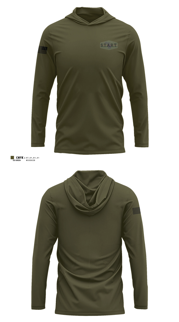 Long Sleeve hooded sunshirt, S.T.A.R.T, Police, Teamtime, Team time, sublimation, custom sports apparel, team uniforms, spirit wear, spiritwear, sports uniforms, custom shirts, team store, custom team store, fundraiser sports, apparel fundraiser
