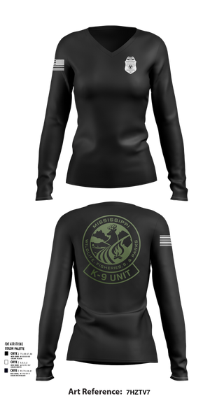 Womens Long Sleeve Vneck Shirt, MDWFP K9, , Teamtime, Team time, sublimation, custom sports apparel, team uniforms, spirit wear, spiritwear, sports uniforms, custom shirts, team store, custom team store, fundraiser sports, apparel fundraiser
