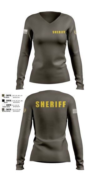 Womens Long Sleeve Vneck Shirt, JEFFERSON COUNTY SHERIFFS OFFICE, Police, Teamtime, Team time, sublimation, custom sports apparel, team uniforms, spirit wear, spiritwear, sports uniforms, custom shirts, team store, custom team store, fundraiser sports, apparel fundraiser