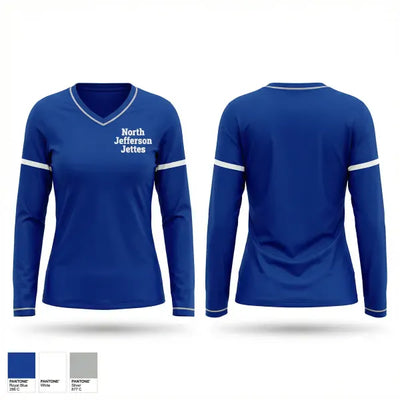 North Jefferson Jettes 68941577 Women's Long Sleeve V-neck Shirt - 1