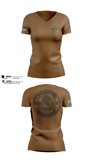 Womens Short Sleeve Vneck Shirt, B co 834 ASB, National Guard, Teamtime, Team time, sublimation, custom sports apparel, team uniforms, spirit wear, spiritwear, sports uniforms, custom shirts, team store, custom team store, fundraiser sports, apparel fundraiser