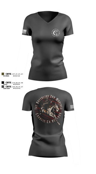 Womens Short Sleeve Vneck Shirt, 1st Battalion 2nd Marines Charlie Co Veteran, Marines, Teamtime, Team time, sublimation, custom sports apparel, team uniforms, spirit wear, spiritwear, sports uniforms, custom shirts, team store, custom team store, fundraiser sports, apparel fundraiser