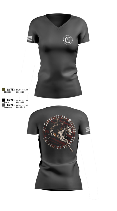 1st Battalion 2nd Marines Charlie Co Veteran 59013691 Women's Short Sleeve V-neck Shirt - 4