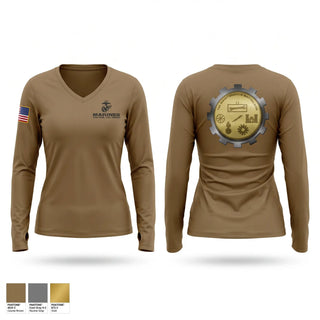Womens Long Sleeve Vneck Shirt, OMC 1st Maintenance, Marines, Teamtime, Team time, sublimation, custom sports apparel, team uniforms, spirit wear, spiritwear, sports uniforms, custom shirts, team store, custom team store, fundraiser sports, apparel fundraiser