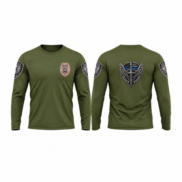 Long Sleeve Performance Shirt, DeQuincy Police Department, Police, Teamtime, Team time, sublimation, custom sports apparel, team uniforms, spirit wear, spiritwear, sports uniforms, custom shirts, team store, custom team store, fundraiser sports, apparel fundraiser
