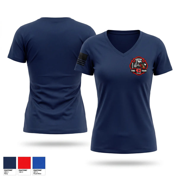 Womens Short Sleeve Vneck Shirt, Station 42, Fire Department, Teamtime, Team time, sublimation, custom sports apparel, team uniforms, spirit wear, spiritwear, sports uniforms, custom shirts, team store, custom team store, fundraiser sports, apparel fundraiser