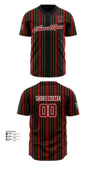 Full Button Baseball Jersey, Havasu Vipers, Baseball, Teamtime, Team time, sublimation, custom sports apparel, team uniforms, spirit wear, spiritwear, sports uniforms, custom shirts, team store, custom team store, fundraiser sports, apparel fundraiser