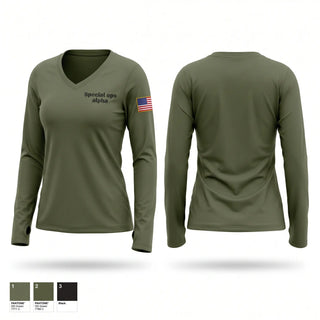Womens Long Sleeve Vneck Shirt, Special ops alpha, Police, Teamtime, Team time, sublimation, custom sports apparel, team uniforms, spirit wear, spiritwear, sports uniforms, custom shirts, team store, custom team store, fundraiser sports, apparel fundraiser