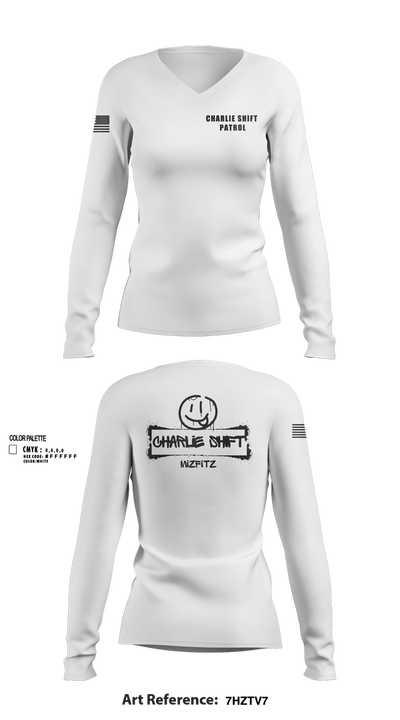 Charlie Shift Patrol 23764054 Women's Long Sleeve V-neck Shirt - 101