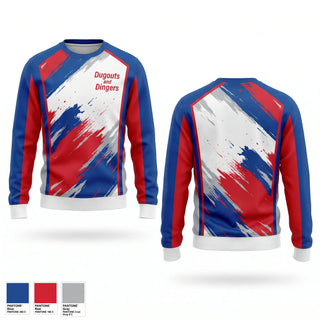 Crew Neck Sweatshirt, Dugouts and Dingers, Baseball, Teamtime, Team time, sublimation, custom sports apparel, team uniforms, spirit wear, spiritwear, sports uniforms, custom shirts, team store, custom team store, fundraiser sports, apparel fundraiser