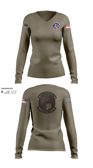 Womens Long Sleeve Vneck Shirt, 497 COMBAT TRAINING FLIGHT, Air Force, Teamtime, Team time, sublimation, custom sports apparel, team uniforms, spirit wear, spiritwear, sports uniforms, custom shirts, team store, custom team store, fundraiser sports, apparel fundraiser