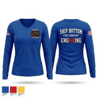 Womens Long Sleeve Vneck Shirt, Ship bottom fire company, Fire Department, Teamtime, Team time, sublimation, custom sports apparel, team uniforms, spirit wear, spiritwear, sports uniforms, custom shirts, team store, custom team store, fundraiser sports, apparel fundraiser