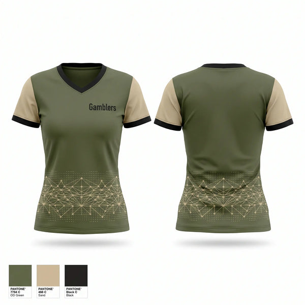 Womens Short Sleeve Vneck Shirt, Gamblers, Ice Hockey, Teamtime, Team time, sublimation, custom sports apparel, team uniforms, spirit wear, spiritwear, sports uniforms, custom shirts, team store, custom team store, fundraiser sports, apparel fundraiser