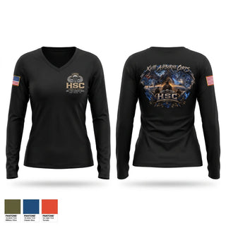 Womens Long Sleeve Vneck Shirt, XVIII AIRBORNE CORPS, Army, Teamtime, Team time, sublimation, custom sports apparel, team uniforms, spirit wear, spiritwear, sports uniforms, custom shirts, team store, custom team store, fundraiser sports, apparel fundraiser