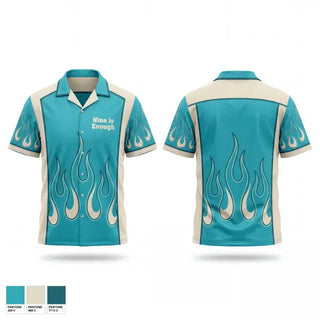 Short Sleeve Bowling Jersey, Nine is Enough, Bowling, Teamtime, Team time, sublimation, custom sports apparel, team uniforms, spirit wear, spiritwear, sports uniforms, custom shirts, team store, custom team store, fundraiser sports, apparel fundraiser