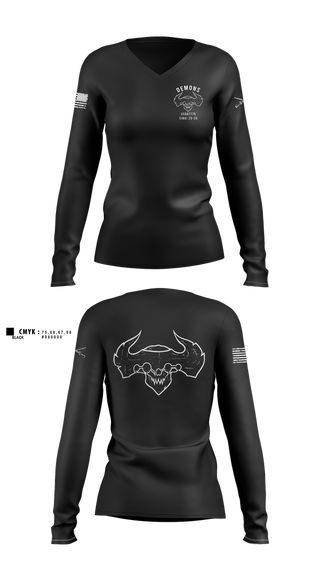 Womens Long Sleeve Vneck Shirt, D-co 1-173 1st PLT, , Teamtime, Team time, sublimation, custom sports apparel, team uniforms, spirit wear, spiritwear, sports uniforms, custom shirts, team store, custom team store, fundraiser sports, apparel fundraiser