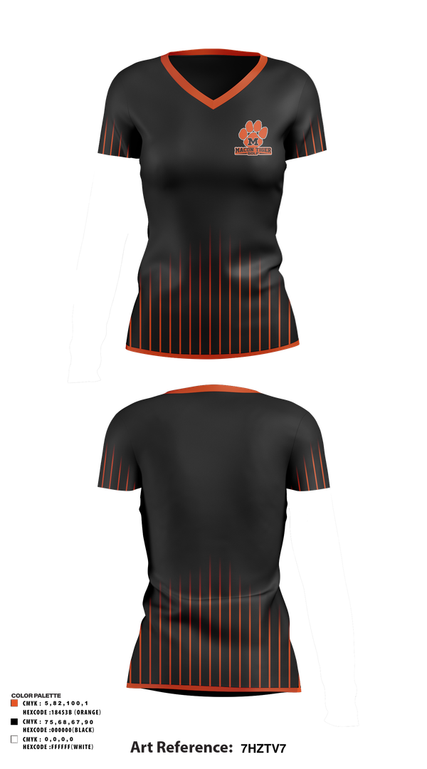 Womens Short Sleeve Vneck Shirt, Macon Tiger Golf, Golf, Teamtime, Team time, sublimation, custom sports apparel, team uniforms, spirit wear, spiritwear, sports uniforms, custom shirts, team store, custom team store, fundraiser sports, apparel fundraiser