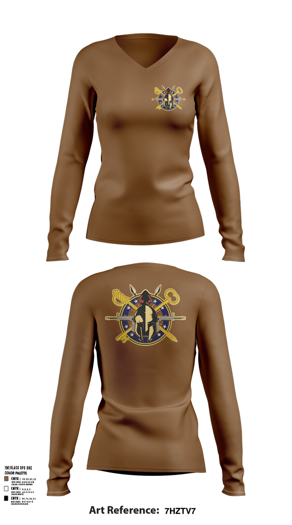 Womens Long Sleeve Vneck Shirt, A Company 68th DSSB 4ID, , Teamtime, Team time, sublimation, custom sports apparel, team uniforms, spirit wear, spiritwear, sports uniforms, custom shirts, team store, custom team store, fundraiser sports, apparel fundraiser