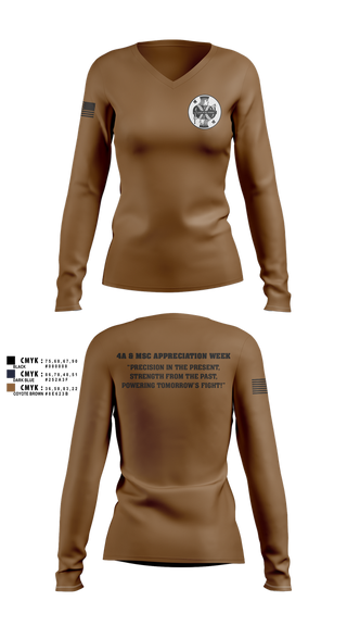 Womens Long Sleeve Vneck Shirt, Joint Base San Antonio 4A/MSC, , Teamtime, Team time, sublimation, custom sports apparel, team uniforms, spirit wear, spiritwear, sports uniforms, custom shirts, team store, custom team store, fundraiser sports, apparel fundraiser